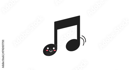 Whimsical Eighth Note Character with a Smiling Face, A Cute Musical Expression