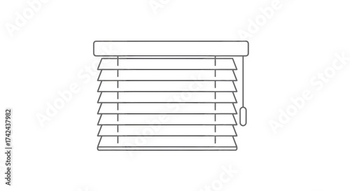Minimalist room blinds illustration, a simple line drawing for interior decorating concept