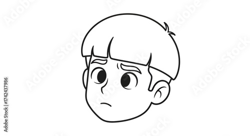 Monochrome depiction of a young person's facial expression conveying apprehension and worry