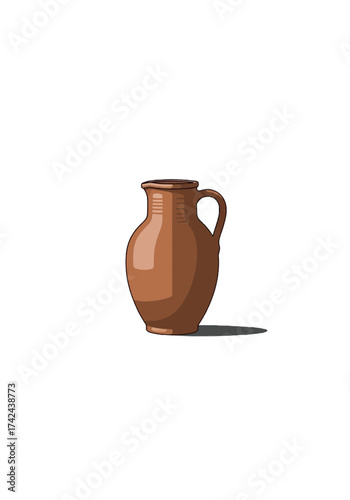 Simple Clay Pitcher Cartoon Style Vector Illustration
