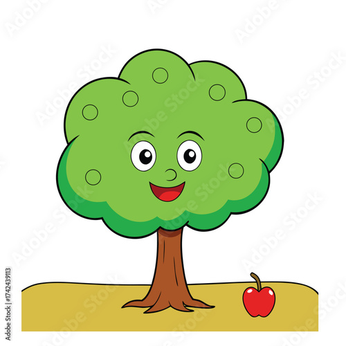 Apple cartoon tree