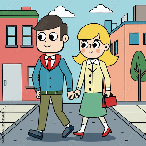 An couple Walking on a street 
