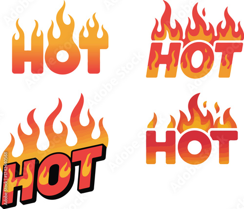 Hot sale fire text design vector illustrations on white background
