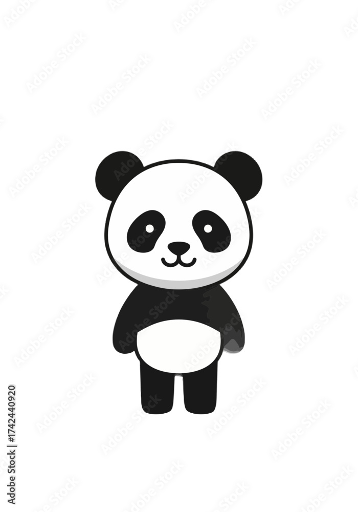 Obraz premium Cute Flat Cartoon Panda Bear Standing Vector Illustration