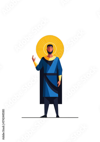 Modern Geometric Saintly Figure With Golden Halo