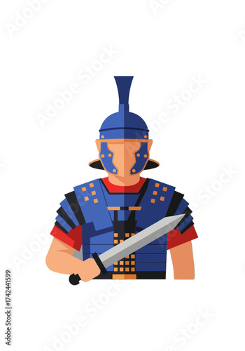 Minimalist Flat Vector Roman Soldier With Sword