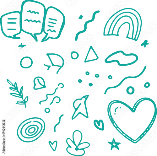 Hand Drawn Doodle Elements for Social Media Marketing and Design