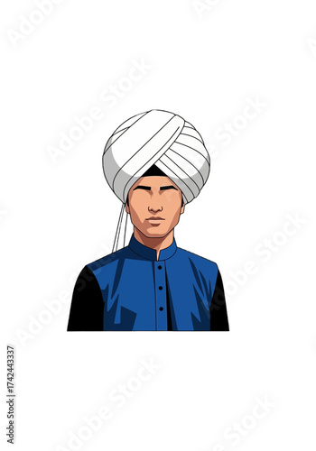 Stylish Vector Illustration of a Man Wearing a Turban