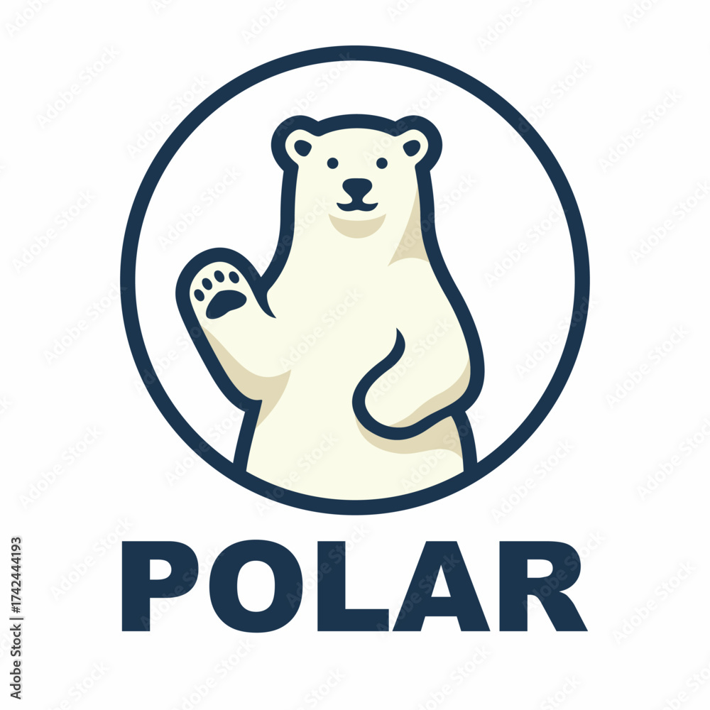 Obraz premium Polar bear logo in a circle on a white background
