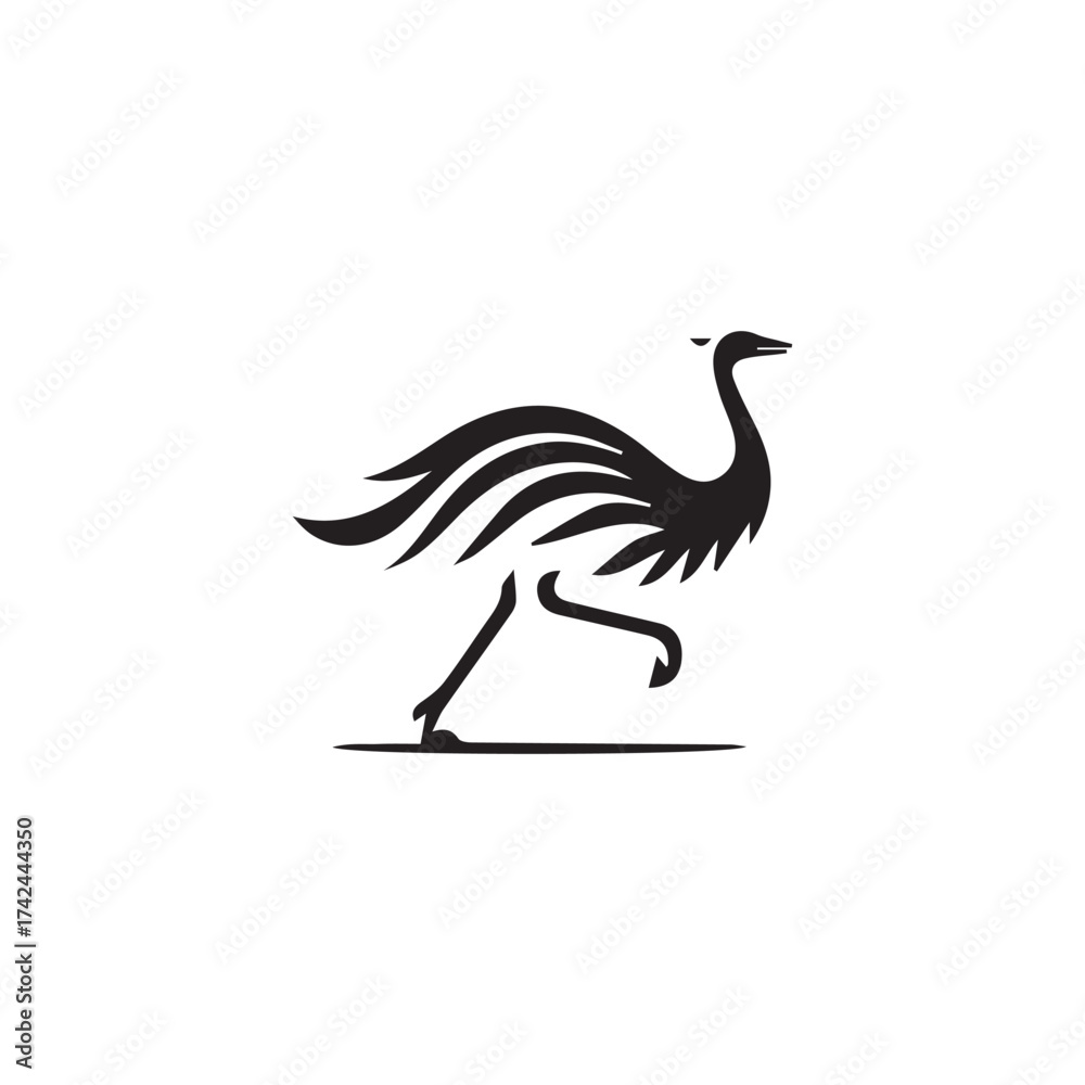 Obraz premium 2d emu bird logo with white background