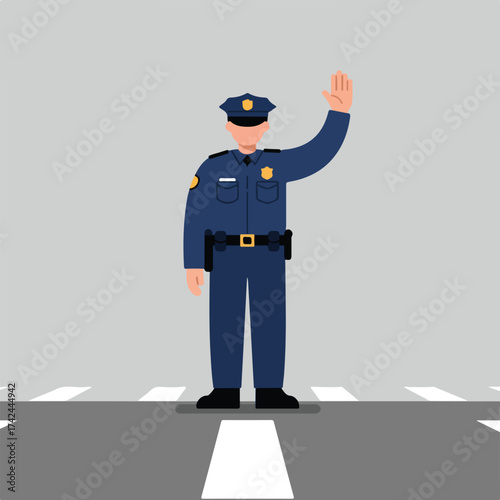 Officer directing traffic on a pedestrian crossing