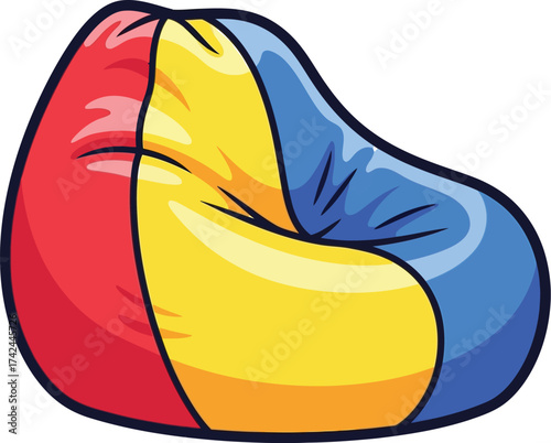 Vibrant cartoon beanbag chair inviting relaxation and fun for kids