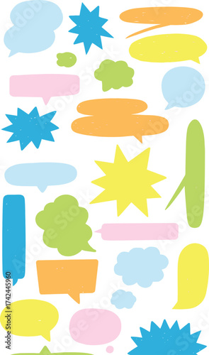 Colorful Speech and Thought Bubble Set – Comic Style Blank Dialog Shapes for Custom Text, Communication, Design, and Pop Art Illustration Elements