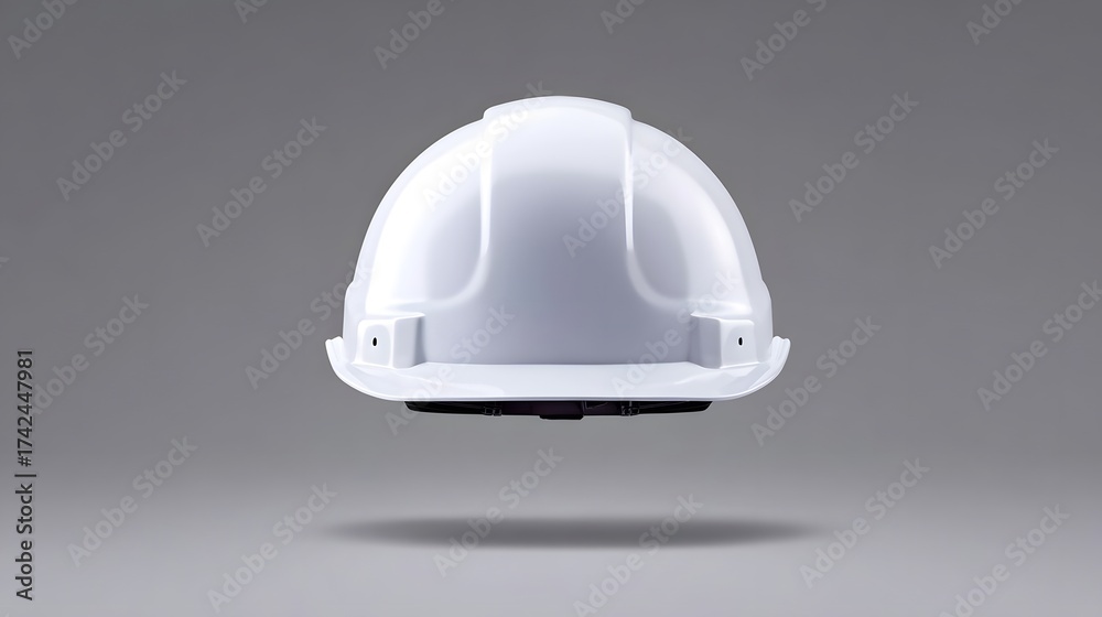 Fototapeta premium A practical, durable white safety helmet designed to protect workers in construction, manufacturing, and other industrial settings.