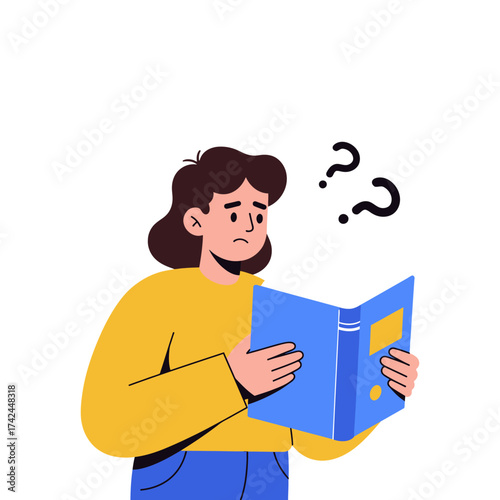 illustration of student girl feel confused