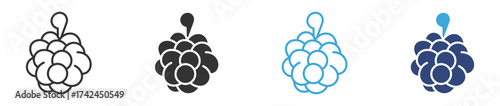 Shower sponge ball icon set in outline and flat style, vector illustration , 
