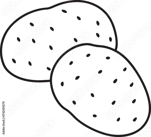 Simple outline drawing of three potatoes on a white background