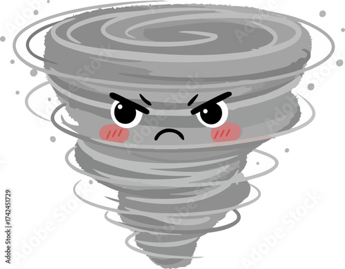 Cute Angry Tornado Vector Illustration