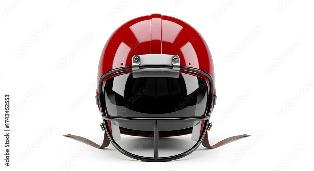 Fototapeta premium Red american football helmet with face mask isolated on white background