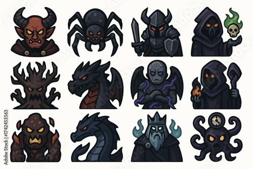 Fantasy creatures and characters: dragons, knights, wizards, demons, monsters, and more