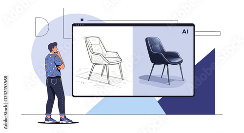 Artificial intelligence aids furniture designers with sketch to final product workflow illustration