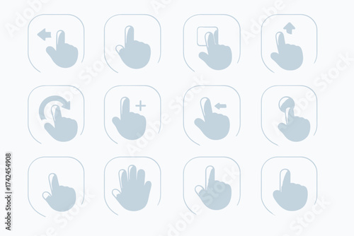 Set of hand gesture icons for touchscreen interactions and navigation