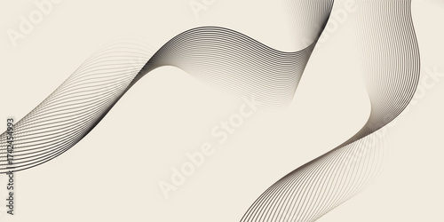 Abstract vector background with black wavy lines. vector