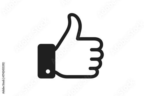 Thumbs up icon isolated vector, social media approval symbol, positive feedback hand gesture, like button illustration with transparent background, minimalistic design