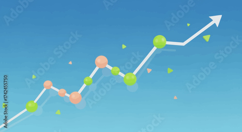 Abstract upward trend graph depicting business progress and successful financial growth