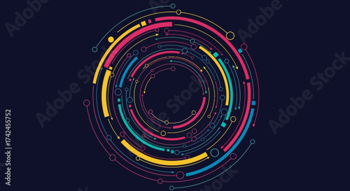 Circular motion graphic with arrowed trajectories for conceptual presentations
