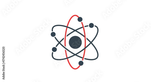 Stylized atom symbol for scientific illustration and educational material focusing on physics or