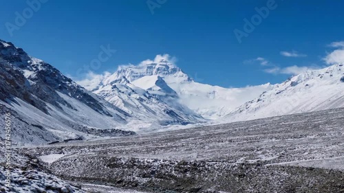 Mount Everest Base Camp Tibet Himalayan Mountain Landscape Time Lapse View