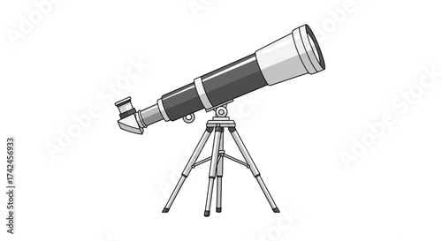 Illustration showcasing a detailed telescope standing firmly on a tripod exploring cosmic mysteries