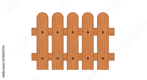 Charming Rustic Wooden Picket Fence Illustration, Ideal for Garden Decoration Imagery and Home