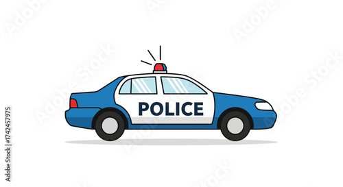 Illustrative police cruiser with a cartoonish design perfect for kids safety theme