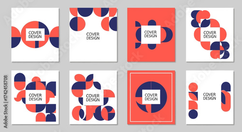 Abstract cover design set with geometric shapes for print and digital usage inspiration