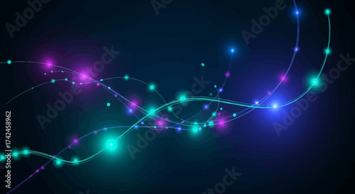 Abstract glowing lights and swirling lines create a modern, futuristic effect showcasing vibrant