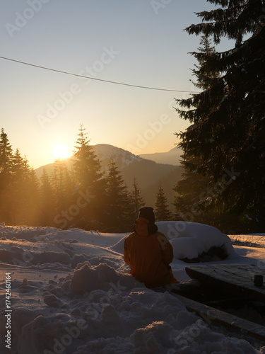 Outdoor adventure with tents in forest