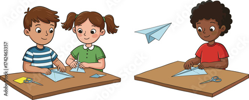 Children painting outdoors, art activity, creative kids, easel canvas, colorful landscape, teamwork fun, artistic expression, playful learning, joyful scene, imagination