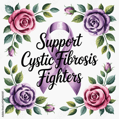 Support Cystic Fibrosis Fighters Floral Awareness Ribbon