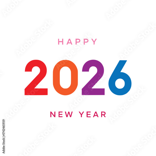 Happy new 2 0 2 6 year colorful vector