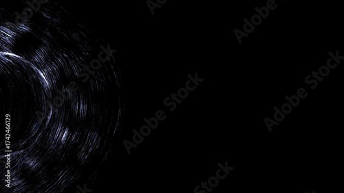 Abstract background with particles and space for text. Clouds of dust particles in a sphere on the left. Nuclear Fusion magnetic field simulation