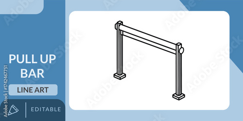 Simple line art icon of a pull-up bar. Perfect for fitness, workout, outdoor gym, and exercise designs.