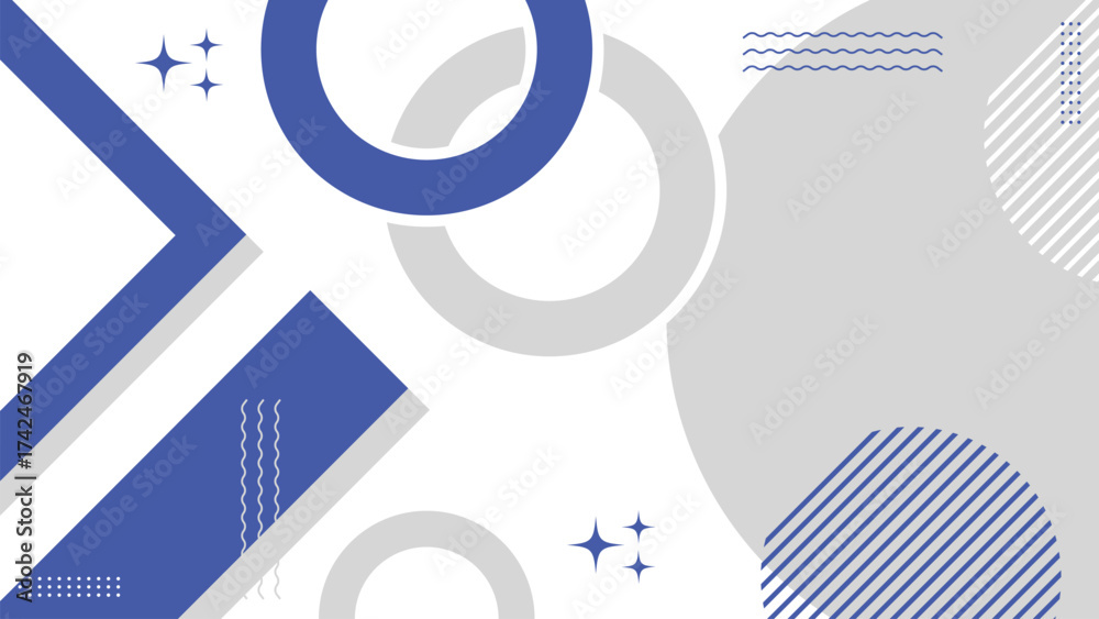 Fototapeta premium Abstract modern geometric background with blue, gray, and white shapes. Minimal vector design