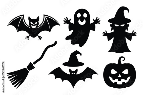 Halloween vector graphics collection spooky silhouettes for festive designs scalable eps illustration silhouette vector illustration white background