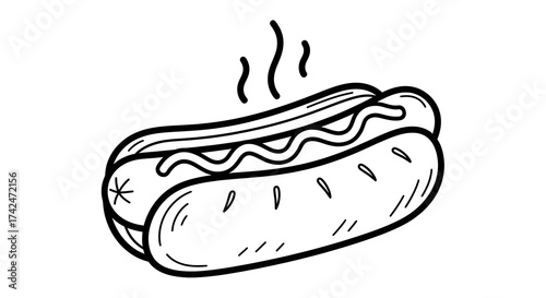 Hot Steaming Hot Dog with Condiments on White Background