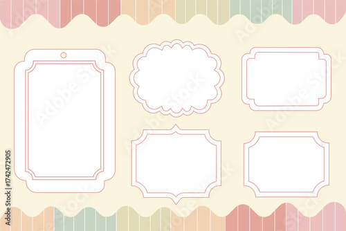 Set of vintage hand-drawn frames.  Trendy vintage whimsical borders for wedding invitations, birthday card, prints. Vector сoquette frame set