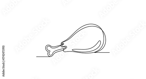 Minimalist Line Drawing of Chicken Leg in Simple Style