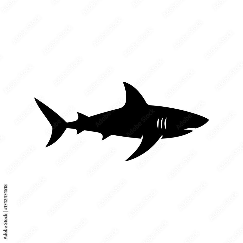 Fototapeta premium Shark Silhouette Graceful Marine Predator in Minimalist Design