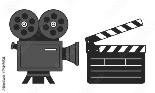 Doodle Film Camera & Clapperboard Set - Vector Design
